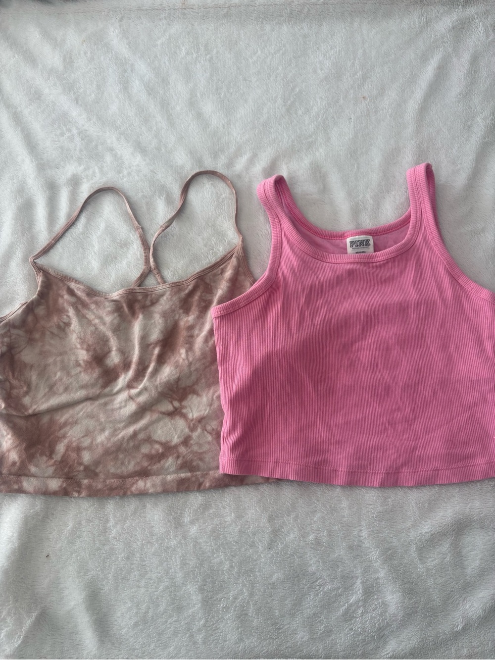 VS PINK Ribbed & tie-dye cropped Tank Tops Bundle Medium